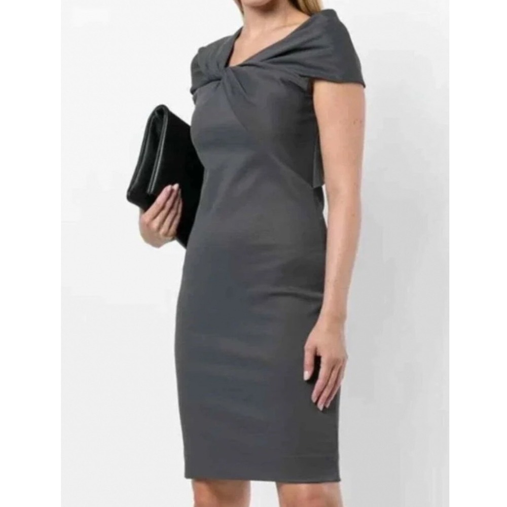 Helmut Lang Twist Rib Dress Carbon Gray Medium Italian Fabric Quiey Luxury